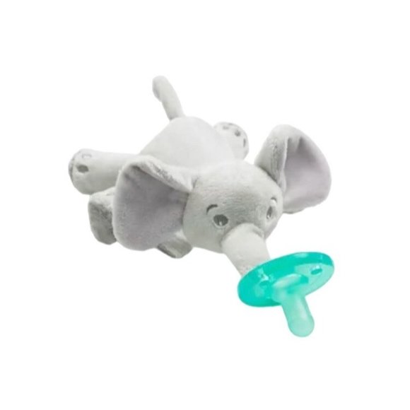 Set of 2 Philips Avent Soothie Snuggle Pacifier Holder Pacifier Elephant Giraffe - Picture 1 of 4